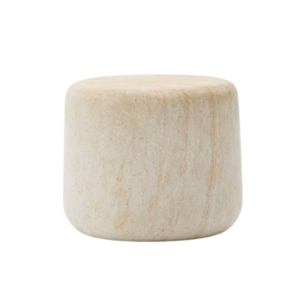 beau monde Kave Home Drasi Cement Side Table with Travertine-effect Finish Ø60cm