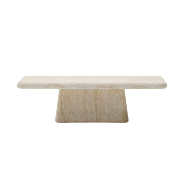 beau monde Kave Home Drasi Coffee Table in Cement with Travertine-effect Finish 140 x 70cm