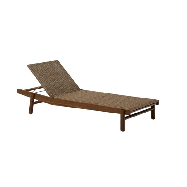 beau monde Kave Home Itani Sun Lounger in FSC 100% Solid Acacia Wood and Synthetic Rattan