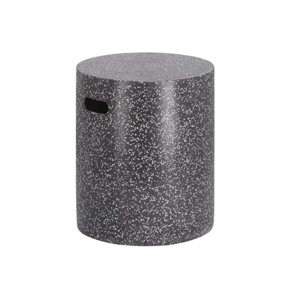 Beau Monde Kave Home Jenell Outdoor Terrazzo Footrest In Black Ø 35 Cm