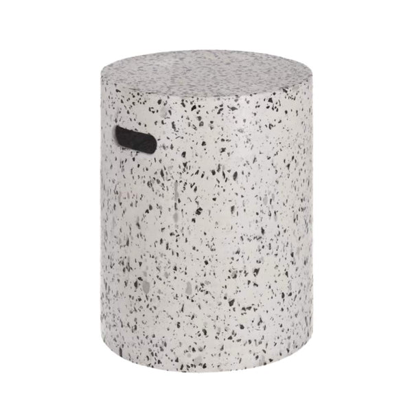 beau monde Kave Home Jenell Outdoor Terrazzo Footrest in White Ø 35 cm