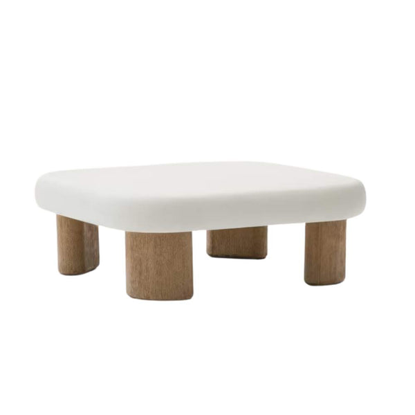 beau monde Kave Home Labra Coffee Table in Cement and Acacia Wood – 80 x 80 cm