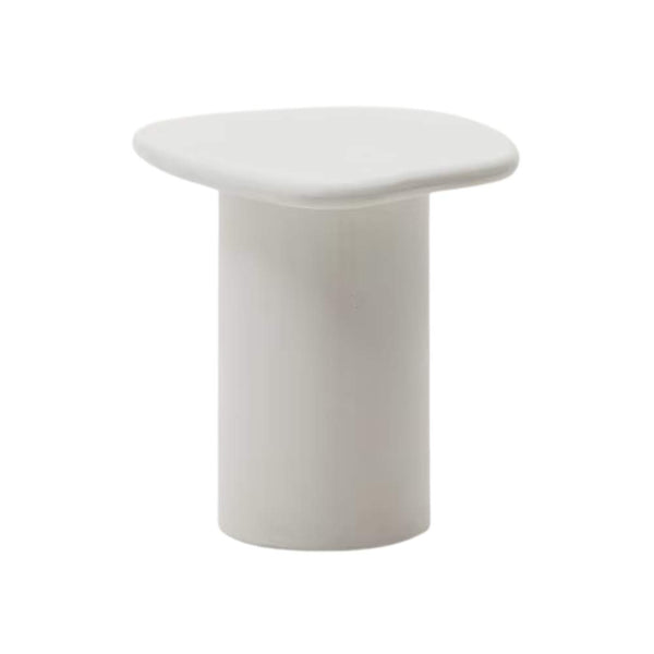 beau monde Kave Home Macarella White Cement Side Table 48 x 47 cm