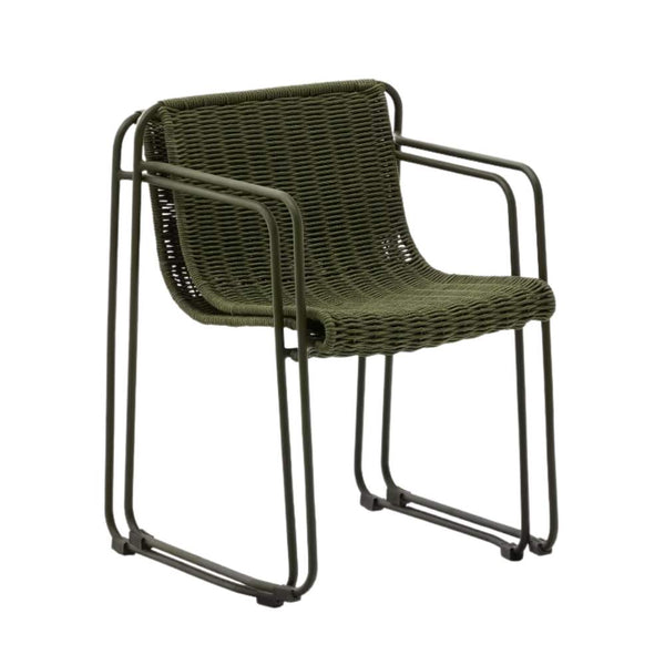 Beau Monde Kave Home Maurina Chair In Green Galvanized Steel And Green Rope Cord