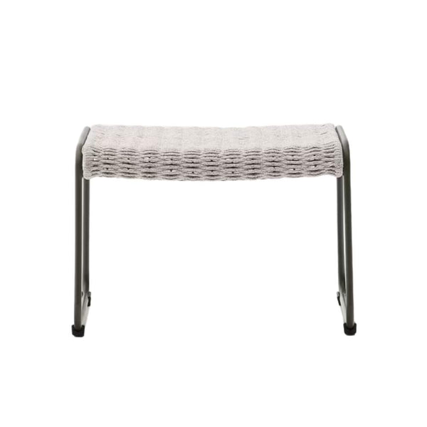 Beau Monde Kave Home Maurina Footrest – Green Galvanised Steel With Ecru And Grey Rope Cord 58 X 52.5 Cm