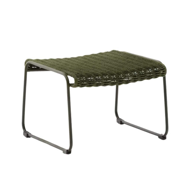 beau monde Kave Home Maurina Footrest – Green Galvanised Steel & Rope Cord 58 x 52.5 cm