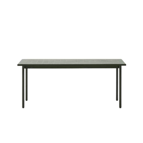 beau monde Kave Home Maurina Outdoor Table in Green Galvanized Steel with Green Tiles - 223 x 101 cm