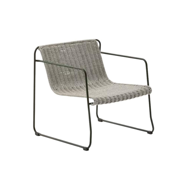 Beau Monde Kave Home Maurina Stackable Armchair In Green Galvanised Steel With Ecru And Grey Rope Cord