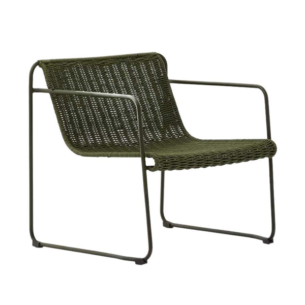 Beau Monde Kave Home Maurina Stackable Armchair In Green Galvanised Steel And Green Rope Cord