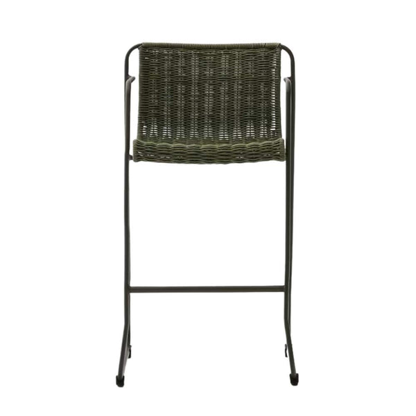 Beau Monde Kave Home Maurina Stackable Stool – Green Galvanised Steel & Rope Cord 74.5cm