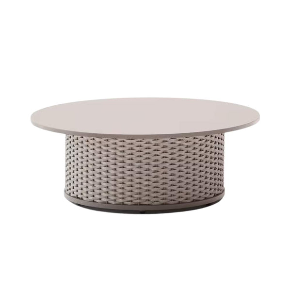 Beau Monde Kave Home Sedalis Outdoor Coffee Table – Aluminium & Taupe Rope Cord Ø99cm