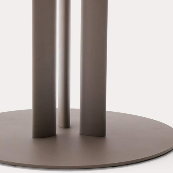 beau monde Kave Home Sedalis Round Outdoor Table – Steel Base with Taupe Aluminum Top Ø80cm