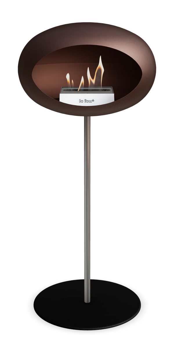 Beau Monde Le Feu Dome Ground High Steel Bio Ethanol Fireplace In Mocca