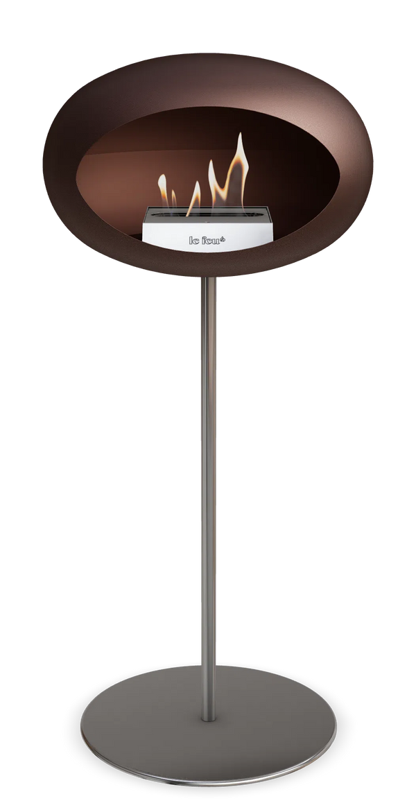 Beau Monde Le Feu Dome Ground High Steel Bio Ethanol Fireplace In Mocca