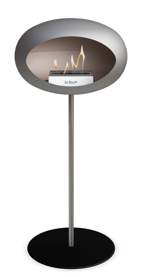 Beau Monde Le Feu Dome Ground High Steel Bio Ethanol Fireplace In Nickel