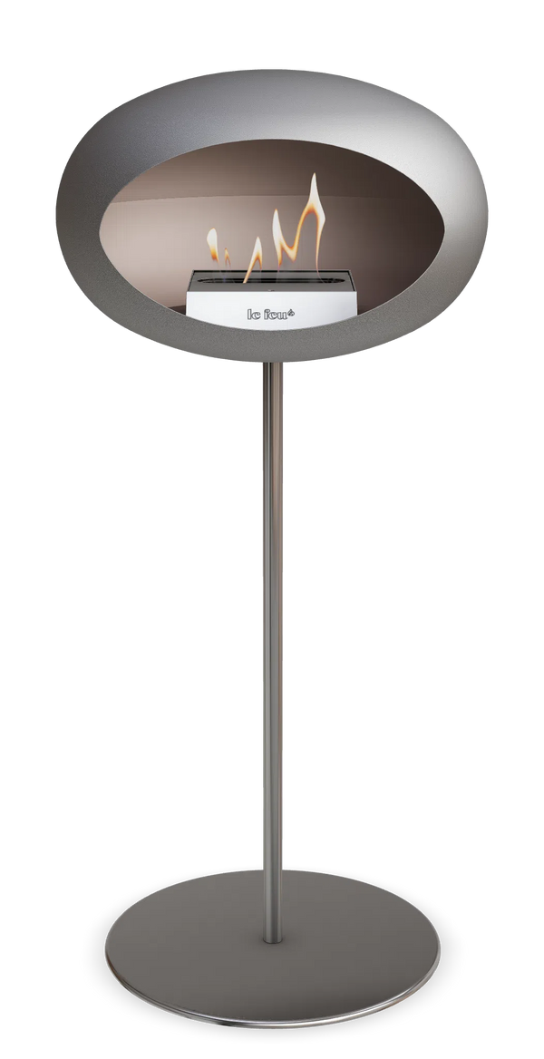 Beau Monde Le Feu Dome Ground High Steel Bio Ethanol Fireplace In Nickel