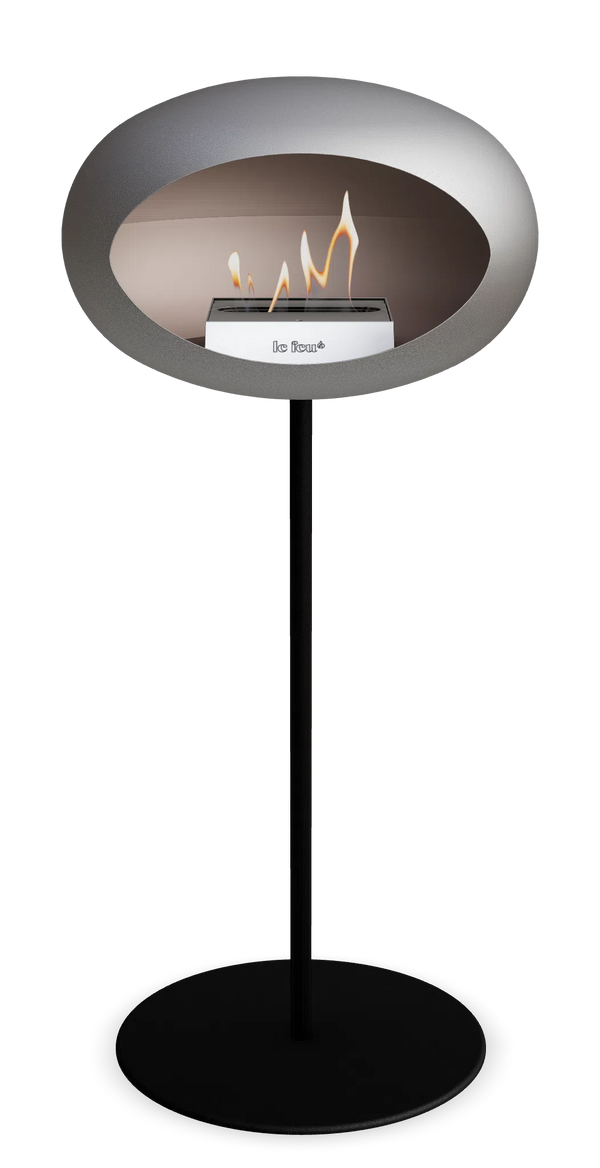 Beau Monde Le Feu Dome Ground High Steel Bio Ethanol Fireplace In Nickel