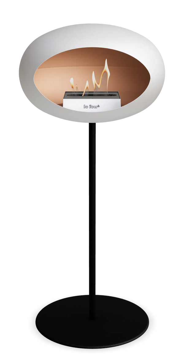 Beau Monde Le Feu Dome Ground High Steel Bio Ethanol Fireplace In White