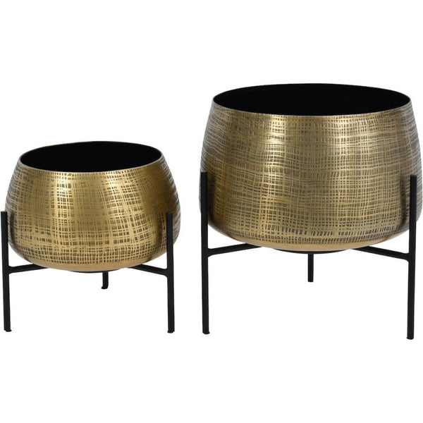 beau monde Libra Interiors Cliveden Set of 2 Brass Standing Planter