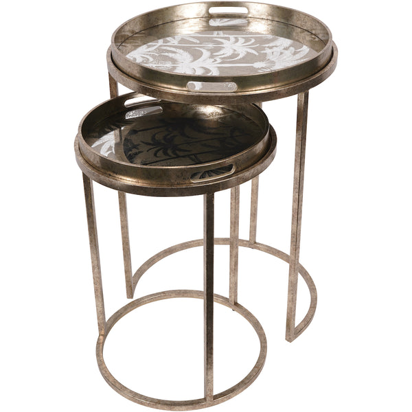 beau monde Libra Interiors Palm Tree Set Of 2 Side Tray Tables