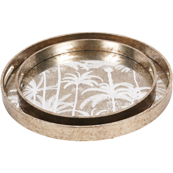 Beau Monde Libra Interiors Palm Tree Set Of 2 Trays