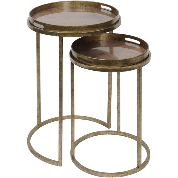 beau monde Libra Interiors Vienna Antique Gold Atlas Set Of 2 Side Tray Tables