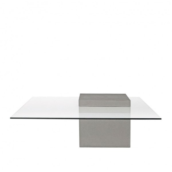Beau Monde Lyon Beton Verveine Concrete Coffee Table With Glass Top