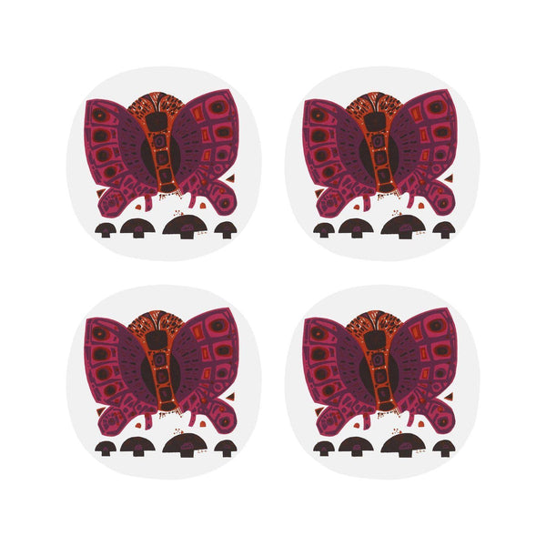 beau monde Magpie David Weidman Red Butterfly Coasters