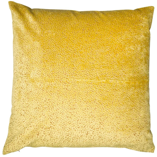 beau monde Malini Bingham Cut Velvet Cushion In Mustard