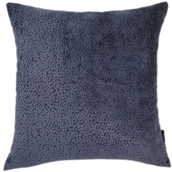 beau monde Malini Bingham Cut Velvet Cushion In Navy Blue