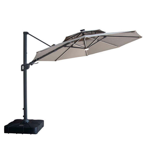 Beau Monde Maze Clay Beige Apollo LED 3m Round Rotating Cantilever Parasol