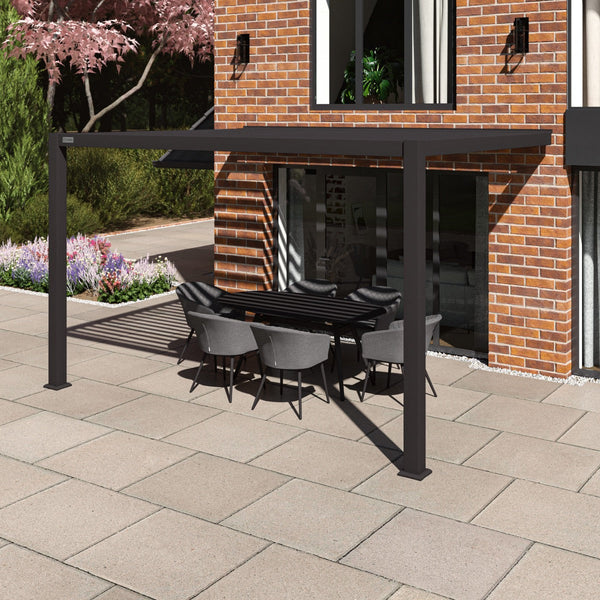 Beau Monde Maze Como Pergola Aluminium Lean-to Wall Frame Only In Grey