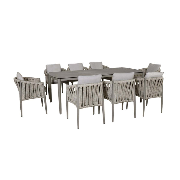 beau monde Maze Cool Linen Milan 8 Seat Rectangular Dining Set