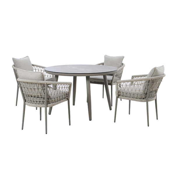 beau monde Maze Cool Linen Monaco 4 Seat Round Dining Set