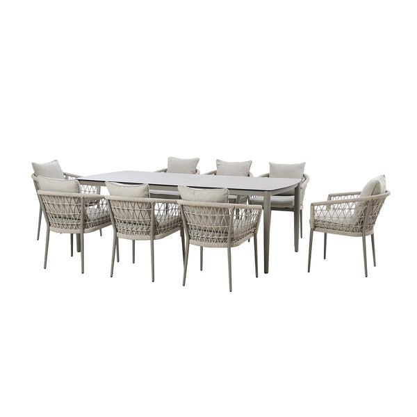 beau monde Maze Cool Linen Monaco 8 Seat Rectangular Dining Set
