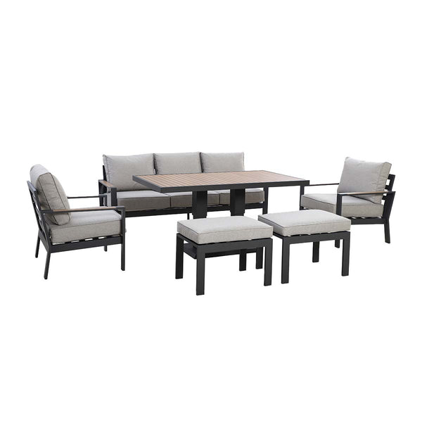 beau monde Maze Dove Grey Vancouver 3 Seat Sofa Set With Rising Table
