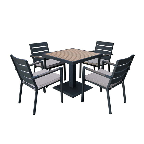 Beau Monde Maze Dove Grey Vancouver 4 Seat Square Dining Set