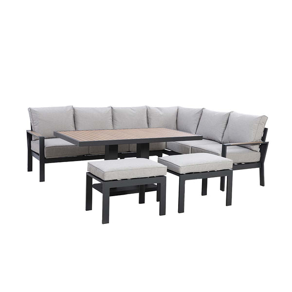 Beau Monde Maze Dove Grey Vancouver Large Corner Dining Set With Rectangular Rising Table