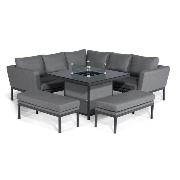 Beau Monde Maze Pulse Square Corner Dining Set - With Fire Pit Table