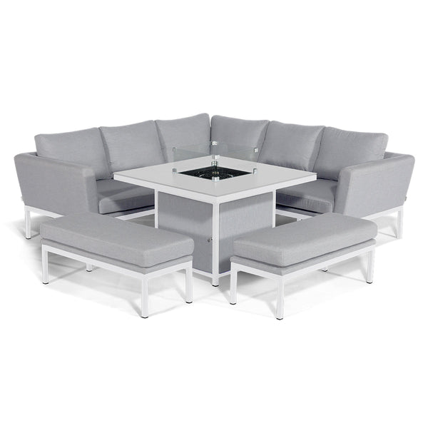 Beau Monde Maze Pulse Square Corner Dining Set - With Fire Pit Table