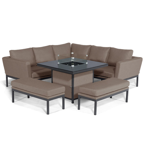 Beau Monde Maze Pulse Square Corner Dining Set - With Fire Pit Table