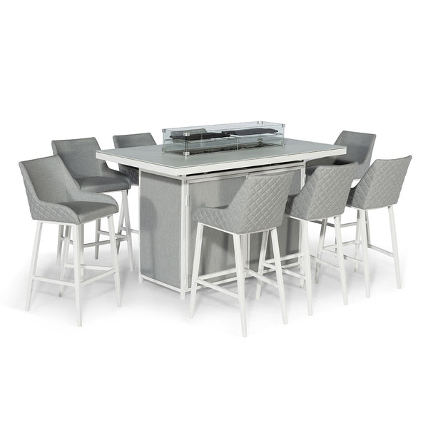 Beau Monde Maze Regal 8 Seat Rectangular Fire Pit Bar Set