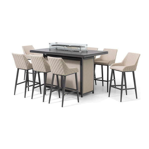 Beau Monde Maze Regal 8 Seat Rectangular Fire Pit Bar Set