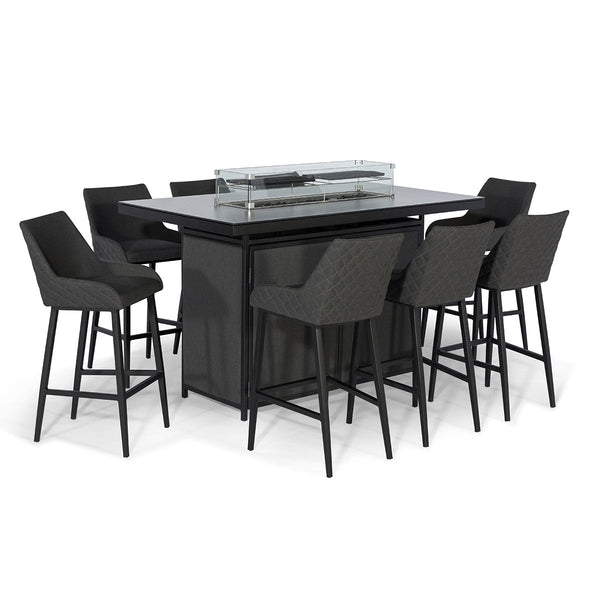 beau monde Maze Regal 8 Seat Rectangular Fire Pit Bar Set