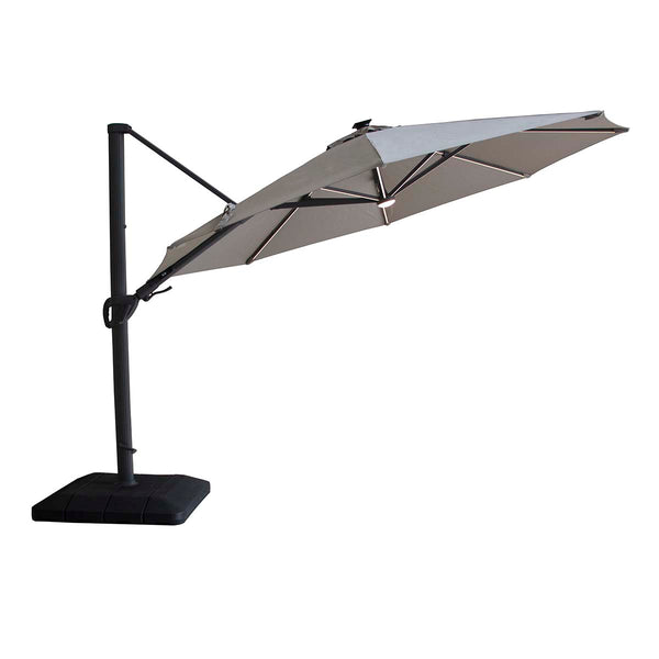 Beau Monde Maze White Pepper Beige Aramis LED 3.5m Round Rotating Cantilever Parasol