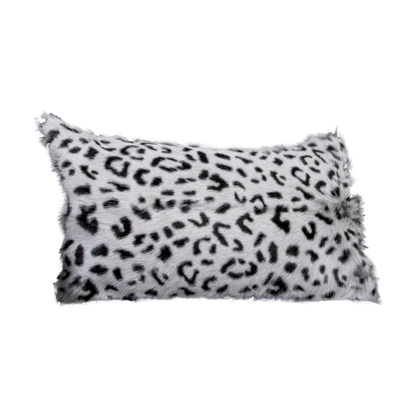 beau monde Native Home Leopard Print Goatskin Cushion - Grey