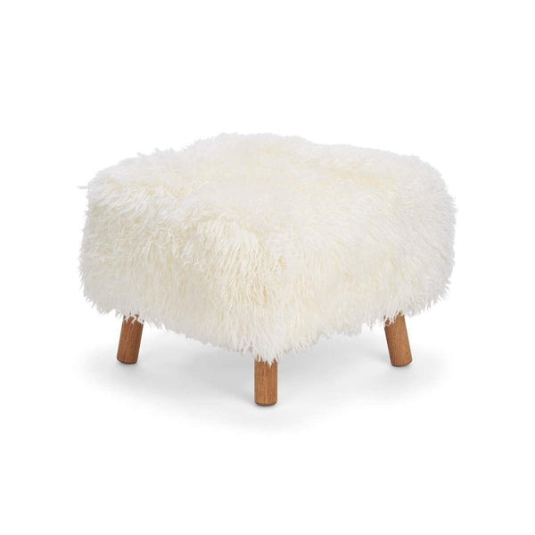 Beau Monde Natures Collection Emily Foot Rest Stool | Tibetan | Curly Long Wool