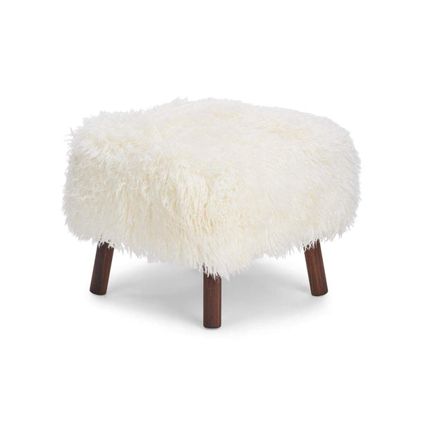 Beau Monde Natures Collection Emily Foot Rest Stool | Tibetan | Curly Long Wool