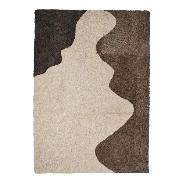 Beau Monde Natures Collection Short Wool Curly Sheepskin River Design Rug