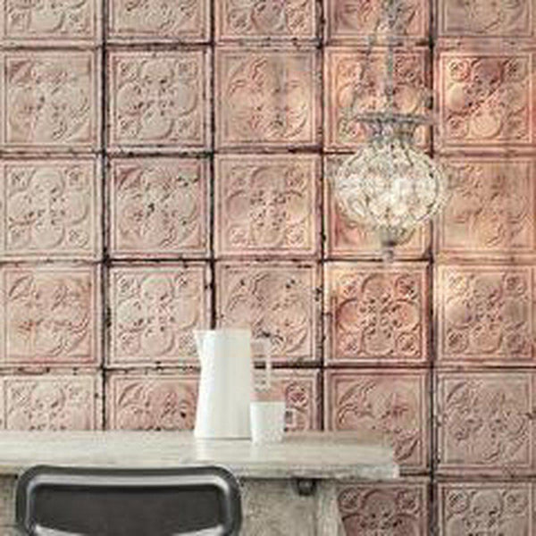 beau monde NLXL Brooklyn Tin Tiles Pink Wallpaper TIN-06